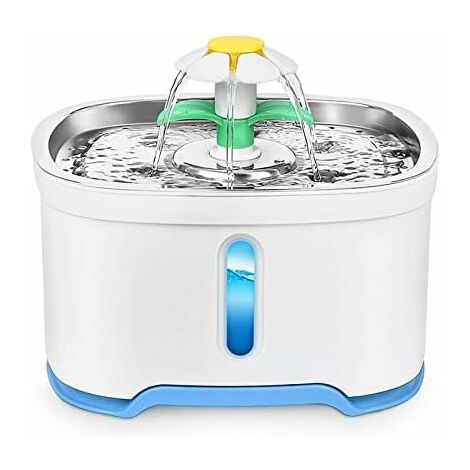 MINKUROW Katzenbrunnen, 2,5 l Katzenbrunnen, Katzen-Hunde-Wasserspender, leiser Katzenbrunnen mit LED-Nachtlicht, 2 Düsen, Wasserstandsfenster