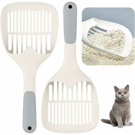 MINKUROW Katzenstreu-Schaufel, 2 Stück Tragbare Haustier-Schaufel aus Kunststoff, Katzenstreu-Schaufel mit rutschfestem Griff für Katzenstreu-Reinigungsprodukte
