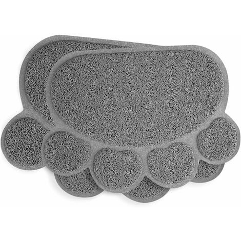 MINKUROW Katzentoilettenmatte 40 x 30 cm, Katzentoilettenmatte in Pfotenform, rutschfeste wasserdichte PVC-Katzentoilettenmatte, leicht zu reinigen