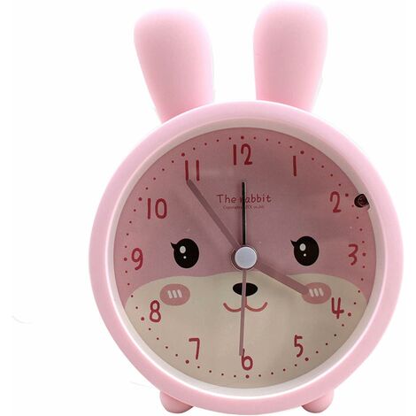 MINKUROW Kids Cute Animal Rabbit Sveglia Silenzioso Orologio Da Viaggio In Silicone Senza Ticchettio Orologio Da Viaggio Con Luce Notturna Rosa