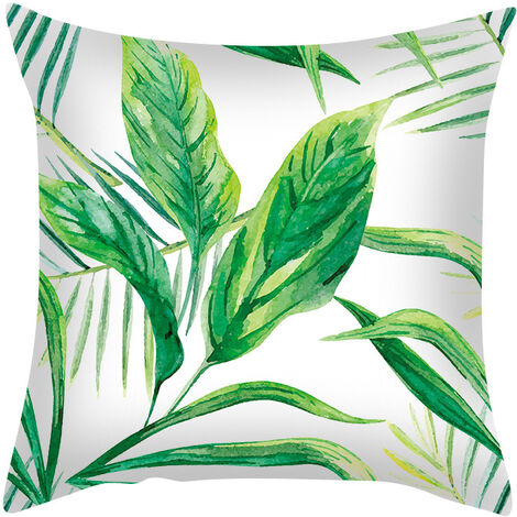 MINKUROW Kissenbezug 45 x 45 cm, grüne Blätter, Kissenbezüge, Leinen, 2er-Set, Pflanzen-Kissenbezug, moderner Kissenbezug für Wohnzimmer, Garten, B3