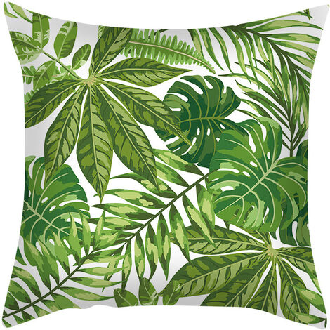 MINKUROW Kissenbezug 45 x 45, grüne Blätter, Kissenbezüge, Leinen, 2er-Set, Pflanzen-Kissenbezug, moderner Kissenbezug für Wohnzimmer, Garten, B1
