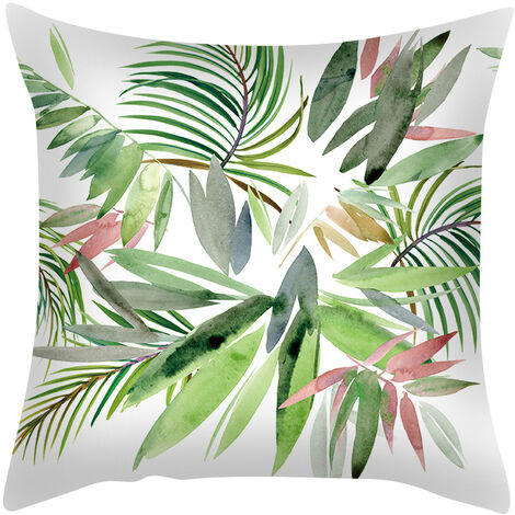 MINKUROW Kissenbezug 45 x 45, grüne Blätter, Kissenbezüge, Leinen, 2er-Set, Pflanzen-Kissenbezug, moderner Kissenbezug für Wohnzimmer, Garten, B13