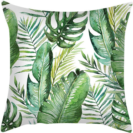 MINKUROW Kissenbezug 45 x 45, grüne Blätter, Kissenbezüge, Leinen, 2er-Set, Pflanzen-Kissenbezug, moderner Kissenbezug für Wohnzimmer, Garten, B17