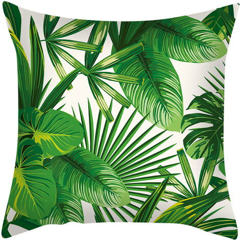 MINKUROW Kissenbezug 45 x 45, grüne Blätter, Kissenbezüge, Leinen, 2er-Set, Pflanzen-Kissenbezug, moderner Kissenbezug für Wohnzimmer, Garten, B9