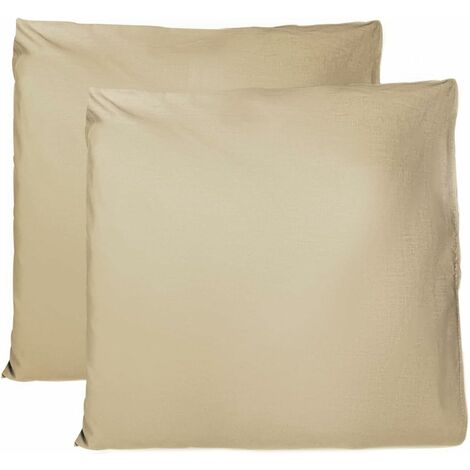 MINKUROW Kissenbezug aus 100 % Baumwolle, 65 x 65 cm, 2er-Pack, rechteckiger Kissenbezug aus 100 % Puro-Baumwolle mit Verschluss – Beige