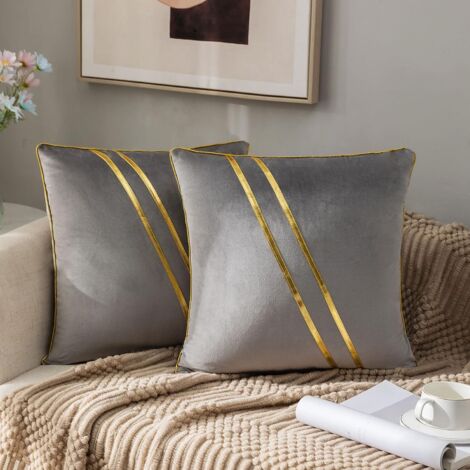 MINKUROW Kissenbezug Dekokissenbezug Dekokissen Modern Neutral Gemütlich Sofakissen Mit Verdecktem Reißverschluss Für Sofa Couch Schlafzimmer Wohnzimmer Dekoration Dunkelgrau 45x45cm 2er Set