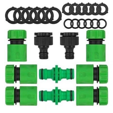 MINKUROW Kit De Conector De Manguera De Jardín De 10 Piezas Para Montaje De Tubería De Manguera De Jardín (2 Conectores De Manguera De Enchufe Doble, Conector Rápido De 6 Mangueras, 2 Conectores De Gr