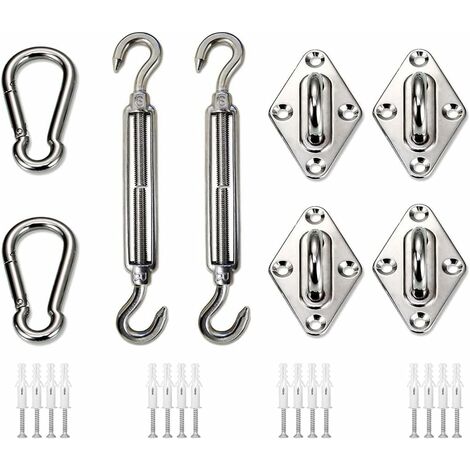 MINKUROW Kit Hardware per Vela Ombra Rettangolare, Kit Vela Ombra per Impieghi Gravosi in Acciaio Inossidabile Accessori di Fissaggio per Giardino Patio Cortile