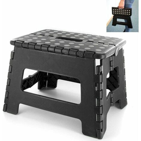 MINKUROW Klapptritthocker 9 Zoll Klapphocker Mehrzweck Tritthocker für Kinder, Erwachsene, Küche, Garten und Bad, 29 x 22 x 22 cm, max. Belastung 120 kg, schwarz
