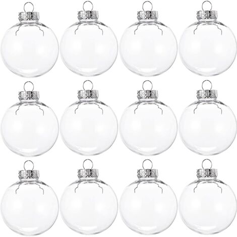 MINKUROW Klare Weihnachtskugeln, 12 Klare Kugeln zum Befüllen, Kunststoff-Weihnachtskugeln zur Dekoration, für Weihnachtsbaum- und Partydekoration, Weihnachtskugeln - 6 cm