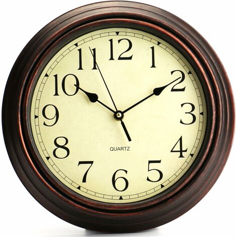 MINKUROW Klassische dekorative Quarz-Wanduhr mit Nostalgie ohne Tickgeräusche 12 Zoll