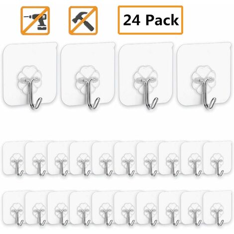 MINKUROW Klebehaken Küchenwandhaken – 24 Packungen Hochleistungs-Nagelkleber mit max