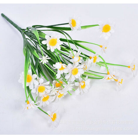 MINKUROW Kleiner künstlicher Gänseblümchen-Strauß für den Garten, wilde Chrysanthemen, künstliche Pflanzen, Wohnzimmerdekoration, Plastikblumen (10 weiße Sträuße)