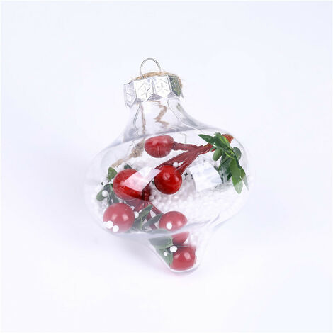 MINKUROW Kreative transparente Weihnachtskugeln für den Innenbereich, 1 Packung Weihnachtsbaumkugeln zum Aufhängen, Stil A