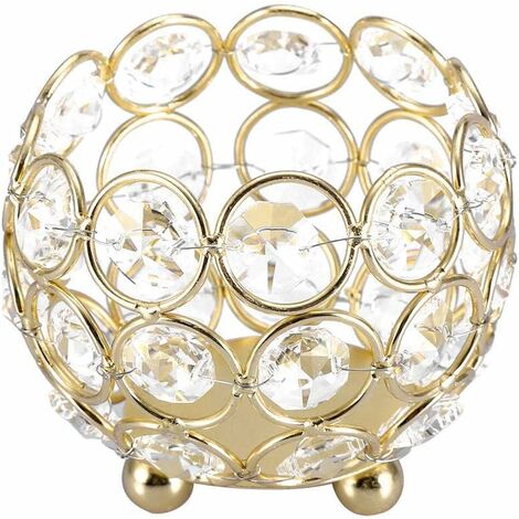 MINKUROW Kristall-Teelichthalter Zuhause Hochzeit Home Office Schreibtisch Tischdekoration Tisch (8cm-Gold)
