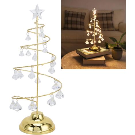 MINKUROW Kristall-Weihnachtsbaum-Tischlampe, Kristall-Weihnachtsbaum-Schreibtischlampe Niederspannung Weihnachten LED-Kristall-Nachtlicht für Flure Treppen für Wohnzimmer