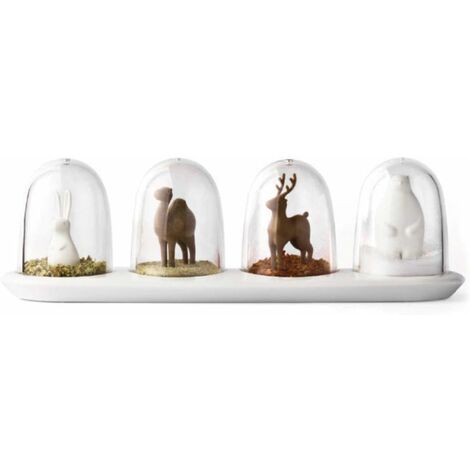 MINKUROW Küchen-Gewürzglas, Gewürzstreuer, Vier-Jahreszeiten-Design, Tierparade-Design, 4 in 1-B