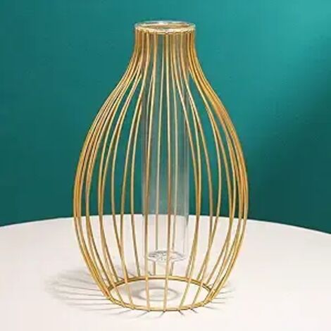 MINKUROW Küchendekoration, goldene Vase, Blumenarrangement, schöner Eisen-Blumenständer, Geschenk, Desktop-Dekoration, Metall-Pflanzenhalter