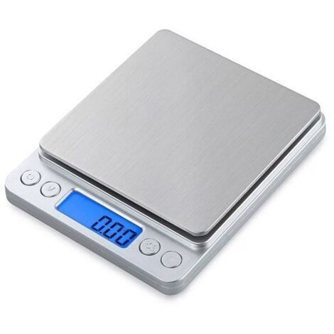 MINKUROW Küchenwaage, Digitale Küchenwaage, Elektronische Waage, Hohe Genauigkeit bis 1g (max. Gewicht 3kg), Tarafunktion, Edelstahl mit großem LCD-Display