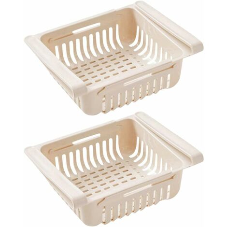 MINKUROW Kühlschrank Schublade Organizer Schublade Kühlschrank Regal Halter Aufbewahrungsbox Kühlschrank Trennschicht Home Organizer (2 Stück, Beige)
