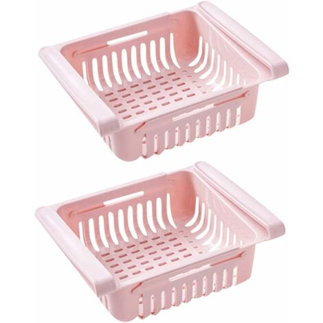 MINKUROW Kühlschrank Schublade Organizer Schublade Kühlschrank Regal Halter Aufbewahrungsbox Kühlschrank Trennschicht Home Organizer (2 Stück, Rosa)