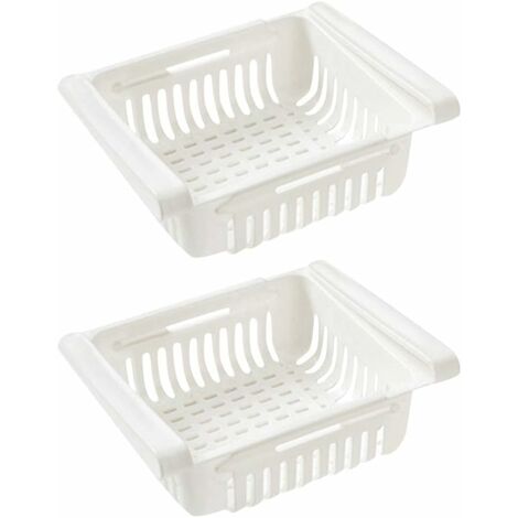 MINKUROW Kühlschrank Schublade Organizer Schublade Kühlschrank Regal Halter Aufbewahrungsbox Kühlschrank Trennschicht Home Organizer (2 Stück, Weiß)