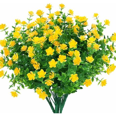 MINKUROW Künstliche Kunstblumen, 4er-Pack Künstlicher Eukalyptus für den Außenbereich, UV-beständig, grüne Sträucher, Pflanzen, zum Aufhängen, für drinnen und draußen, für den Hausgarten, Dekoration (
