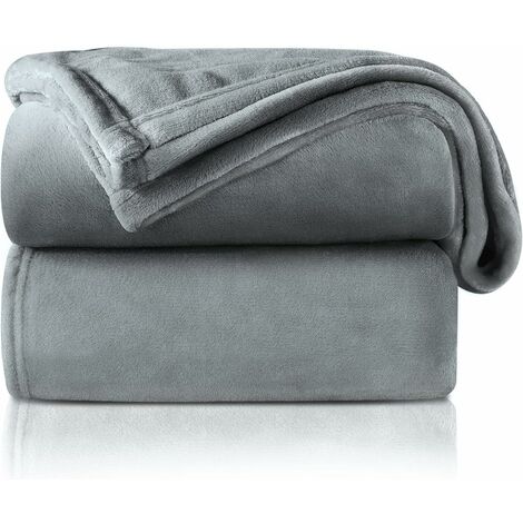 MINKUROW Kuscheldecke, flauschige Fleecedecke, weich und warm für Bett, Sofa, Kuscheldecke als Couchdecke, 130 x 150 cm, Silbergrau