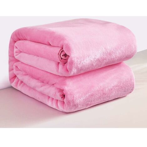 MINKUROW Kuscheldecke Flauschige Fleecedecke, weich und warm für Schlafsofa, Decke als Couchdecke, Wohnzimmerdecke, 130 x 150 cm, Rosa