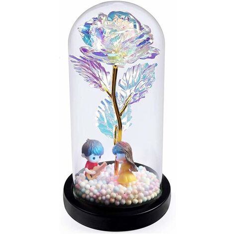 MINKUROW La Bella Y La Bestia Rosa, Rosa Encantada Con Luces Led En La Cúpula De Cristal Regalo Para El Día De San Valentín Día De La Madre Hija Cumpleaños