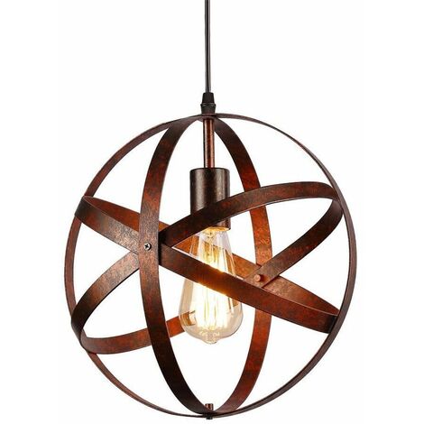 MINKUROW Lampada A Sospensione Industriale, Lampada A Sospensione Con Paralume In Metallo Dal Design Retrò Con Presa E27 Lampada Da Ristorante Da Cucina, 220v, Ø30cm, Ruggine