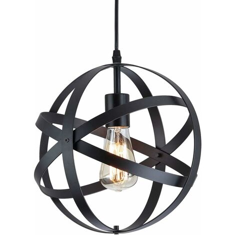 MINKUROW Lampada A Sospensione Industriale, Plafoniere In Metallo Vintage Design Lampadario A Sospensione Paralume Con Presa E27 Illuminazione Per Sala Da Pranzo Cucina, 220v, Ø30cm, Nero