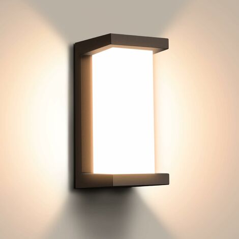 MINKUROW Lampada Da Parete Per Esterni A Led/I2w Applique Per Esterni 3000k Lampada Da Parete Impermeabile Bianca Calda Lampada Da Parete Nera Per Soggiorno Camera Da Letto