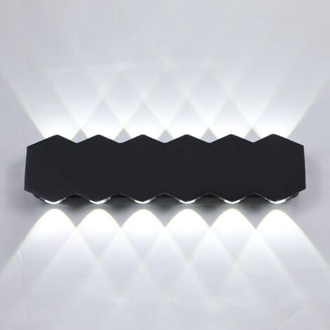 MINKUROW Lampada Da Parete Per Interni A Led 12w Lampada Moderna Nera, Lampada Da Parete A Punto Alto In Alluminio Luce Bianca Fredda 6000k, Illuminazione Da Parete Da 31 Cm Per Camera Da Letto Sala D