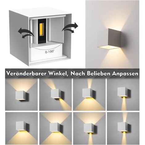 MINKUROW Lampada Da Parete Singola Per Interni/Esterni, Bcc 12w Lampada Da Parete Per Esterni A Led 3000k Bianco Caldo, Applique Da Parete Impermeabile Ip65, Angolo Del Fascio Regolabile Per Soggiorno