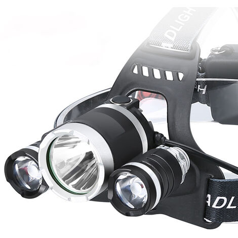 MINKUROW Lampada Frontale A Led A Luce Forte A Tre Teste A Fuoco Fisso Lampada Da Minatore Per Esterni A Lungo Raggio Da Pesca Ad Alta Potenza