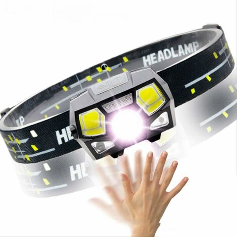 MINKUROW Lampada Frontale A Led Sensore Induttivo Super Luminoso Ricaricabile 5 Modalità Lampada Frontale A Led Per La Pesca In Corsa