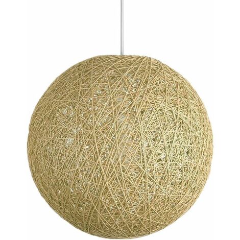 MINKUROW Lámpara Colgante De Sisal Lámpara De Araña De Mimbre Con Pantalla De Bola Redonda, Diámetro (Beige, 25 Cm)