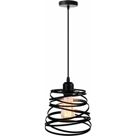 MINKUROW Lámpara Colgante Lámpara De Techo Con Diseño En Espiral En Cascada Creativa Moderna Con Bola De Ratán Vintage Lámpara Colgante De Metal E27 Para Sala De Estar Del Dormitorio - 20 x 15 Cm