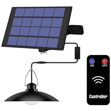 MINKUROW Lámpara Colgante Solar Con Control Remoto Ip65 Impermeable 3m Cable Montaje En Pared Luz Solar Para Interior Exterior Garaje Balcón Patio Pabellón Porche Blanco
