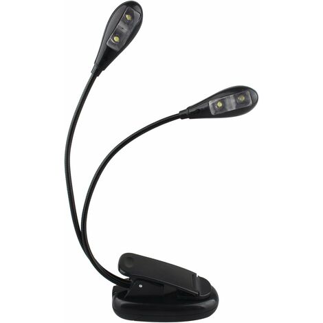 MINKUROW Lámpara De Escritorio Portátil De Doble Cabezal Con 2 Brazos Flexibles De Cuello De Cisne 4 Led Con Clip, Cuidado De Los Ojos, Abrazadera Flexible Viene Con Cable Usb, Ideal Para Escritorios,