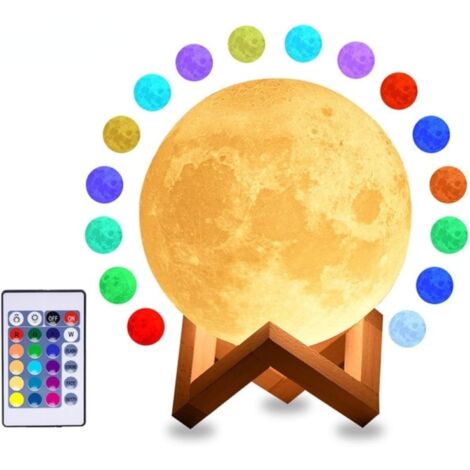 MINKUROW Lámpara De Luna Lámpara De Galaxia, 16 Colores Led 3d Lámpara De Lava De Luz De Luna, Control Remoto Y Control Táctil Lámpara De Estrella Luna Luz De Noche Regalos Para Niñas Niños Niños Muje
