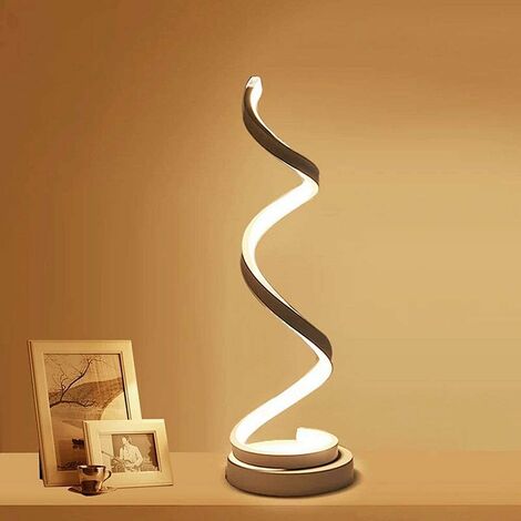 MINKUROW Lámpara De Mesa Led En Espiral Lámpara De Escritorio Led Curvada Diseño Minimalista Moderno 12w Luz Blanca Cálida Lámpara De Ajuste Led Acrílica Creativa Perfecta Para Dormitorio Sala De Esta