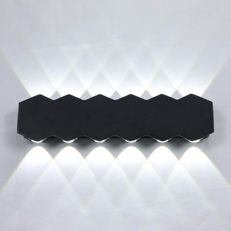 MINKUROW Lámpara De Pared Led Para Interiores 12w Lámpara Moderna Negra, Lámpara De Pared De Aluminio Con Luz Blanca Fría 6000k, Iluminación De Pared De 31 Cm Para Dormitorio Comedor Pasillo