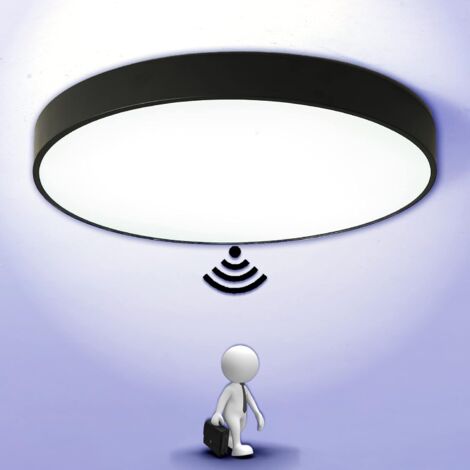 MINKUROW Lámpara De Techo Led Con Sensor De Movimiento Lámpara De Luz Automática Para Exterior Balcón Garaje Entrada Pasillo Lámpara De Techo Redonda Fácil De Instalar Lámpara De Techo 6000k Blanco Fr