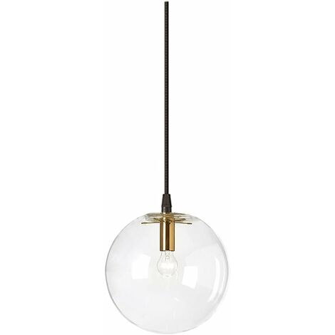 MINKUROW Lámpara Industrial E27 Lámpara Colgante Transparente Cabeza De Latón Dorado Lustre Interior Suspensión Sala De Estar (20 Cm)