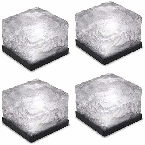 MINKUROW Lampe Solaire En Verre Pour Allée De Jardin, Lumière De Pavé De Brique, Lumière De Paysage En Cristal Pour Cour, Allée, Patio, Piscine, Étang, Décoration Extérieure