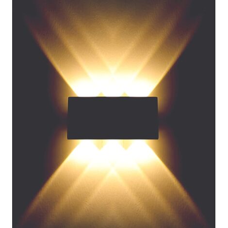 MINKUROW LED-Außenwandleuchte,LED-Wandleuchte,Wandleuchten,LED-Außenwandleuchte,Innenwandleuchte Up And Down 6W LED-Wandleuchte Aluminium Wasserdicht IP65 Warmweißes Licht (Schwarz)