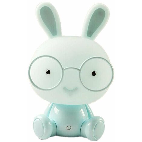 MINKUROW Led Bunny Night Light Tea Light Lámparas Para Niños Protección Ocular Luz De Emergencia Decoración Táctil Dormitorio Mesita De Noche Iluminación Ambiental,Blue